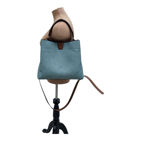 Jen & Co Tati Vegan Leather Satchel Light Teal Medium Top Handle Adjustable - Picture 2 of 12